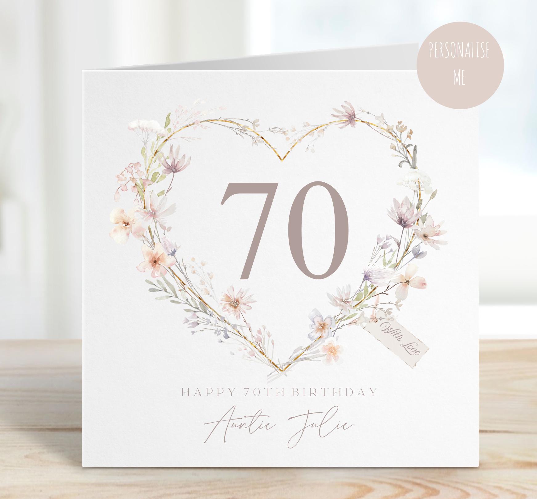 70th Birthday Card for Her, Personalised 70th Card, Mum, Grandma ...