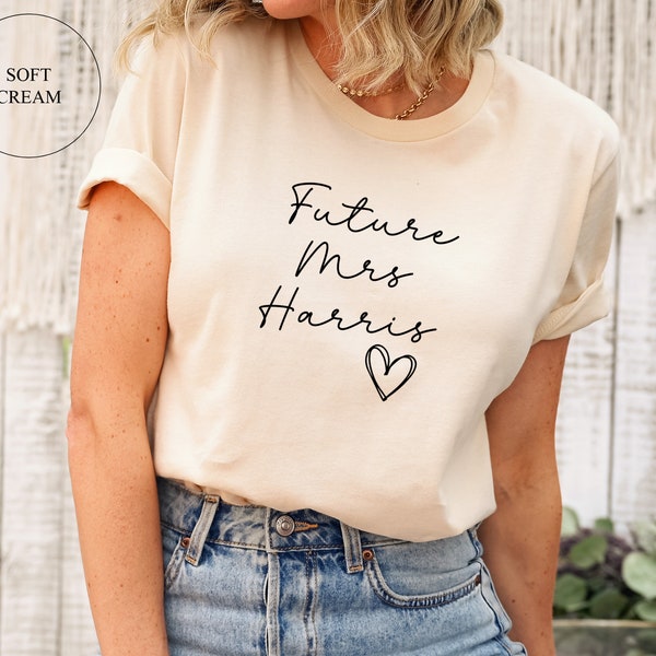 Personalised Future Mrs with Heart T-Shirt,  Bride to Be, Fiancee t-shirt top, Engagement Engaged Gift, Engaged,  Bridal Shower Gift