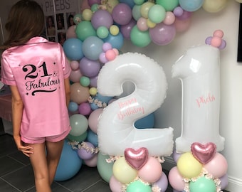 Personalised 21st Birthday Pyjamas, 21st birthday pjs, special occasion pyjamas, 21st birthday gift, gift for her