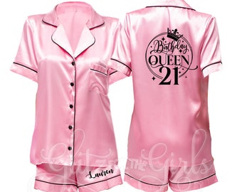 Personalised Birthday Pyjamas, birthday pjs, 21st Birthday Pyjamas, Birthday Gift, 21st Birthday Gift, gift for her, champagne, pink