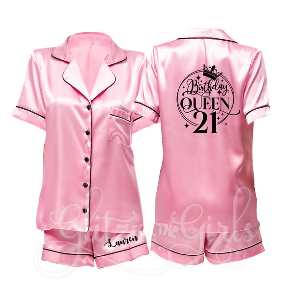 Personalised Birthday Pyjamas, birthday pjs, 21st Birthday Pyjamas, Birthday Gift, 21st Birthday Gift, gift for her, champagne, pink