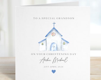 Personalised Christening Card, Godson Grandson Son Nephew Special Little Girl, Baptism Card, Confirmation