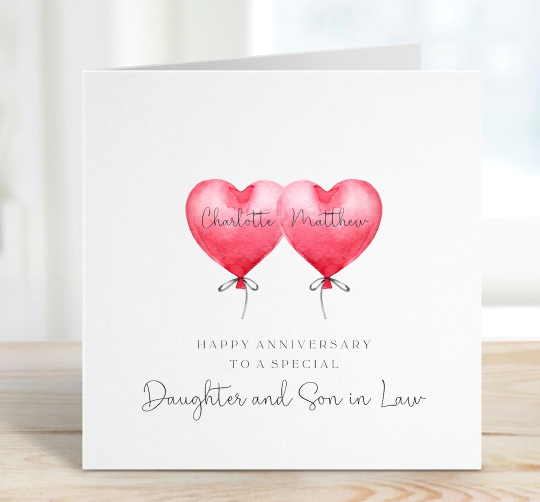 Wedding Anniversary Card for Daughter Son in Law, Heart Balloons ...
