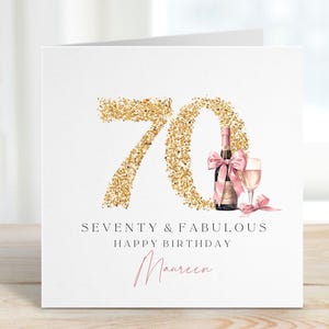 Personalised 70th Birthday Card for Friend, Seventy & Fabulous, Mum ...