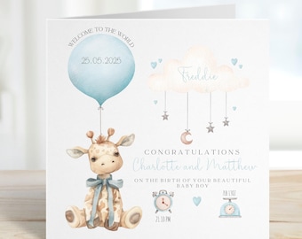 Congratulations on New Baby Boy Card, New Son Card, Personalised Baby Boy Card, New Parents Card, Welcome to the World Son