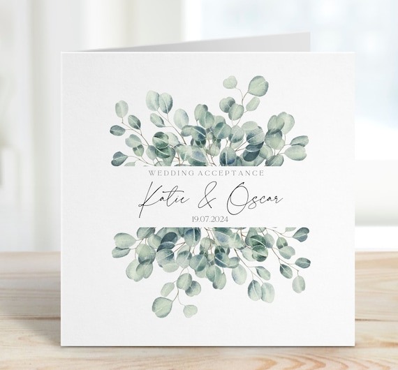 Personalised Handmade Wedding Invite Acceptance Card - RSVP, Invitation, Cake | UK - View #5