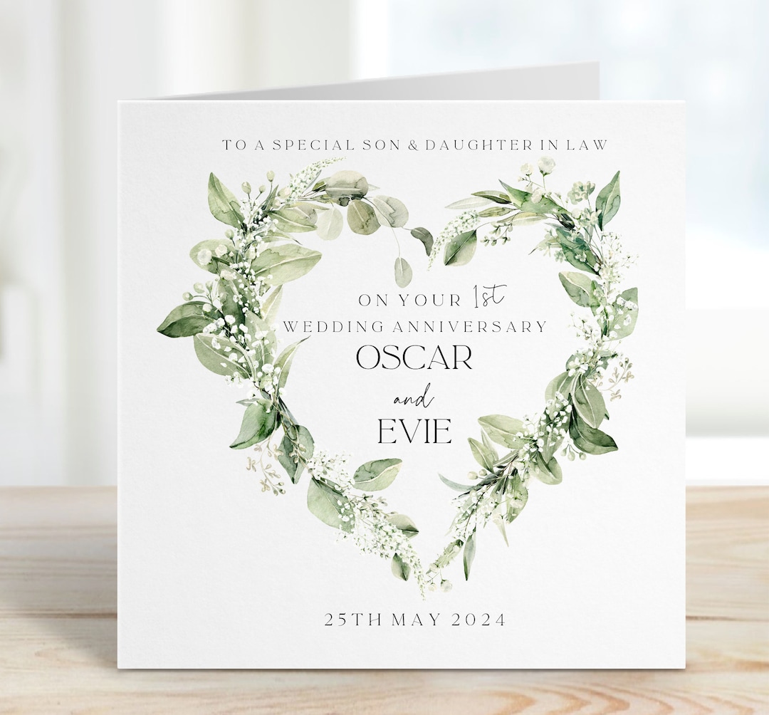 First Anniversary Son & Daughter in Law Card , Daughter Son 1st Wedding ...
