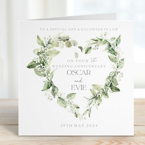 First Anniversary Son & Daughter in Law Card , Daughter Son 1st Wedding Anniversary Card, One Year Anniversary, Wedding, Paper Anniversary