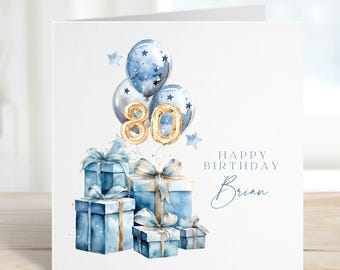Happy 80th Birthday Card for Him, 80th birthday card for brother, nephew, friend, uncle, dad, grandad, Gift for Him