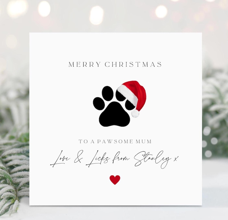 Happy Christmas Dog Mum, Love and Licks, Christmas Card From Dog, Pet
