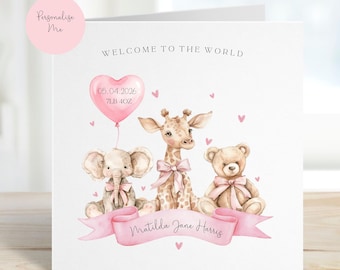 New Baby Girl Card, New Daughter Card, Personalised Baby Girl Card, New Parents Card, Welcome to the World