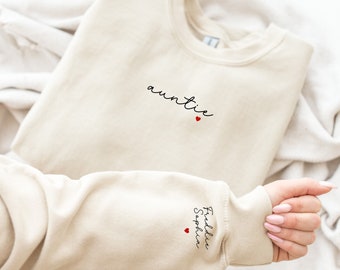 Custom Auntie Sweatshirt with Niece Nephew Names, Personalised Aunt Sweatshirt, Aunt Auntie Gift, Christmas Gift for Auntie, Gift for Aunt