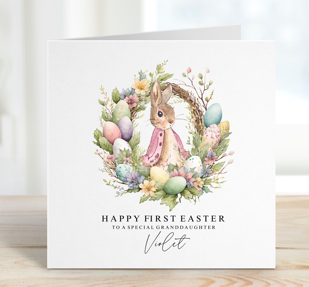 Personalised 1st Easter Card, First Easter, Girls First Easter Rabbit ...