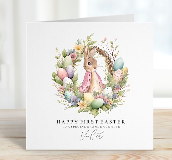 Personalised Easter Lamb + Chicks Card, Grandson Easter Card, Granddaughter Easter Card, Easter Bunny, First Easter, Daughter Card, Son Card