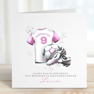 Girls Football Birthday Card, Personalised Football card for Daughter, Granddaughter, Niece, Sister, Friend, Football Lover, Gift for Her