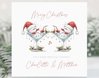 Personalised Merry Christmas To A Special Couple Card, Funny Christmas Card for a Special Couple,  Champagne Snowman