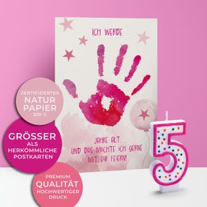 5x/10x convites para aniversários infantis | Estou fazendo 5 anos | Papelão Premium | Mapa grande (115 mm x 170 mm)