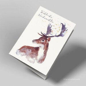 Stijlvolle kerstkaart (vouwkaart) | Herten kerstverlichting | Hoogwaardig premiumkarton | Met envelop | Aangenaam gevoel (115 mm x 170 mm)