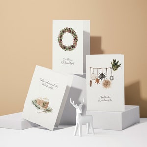 Set di 6 eleganti cartoline di Natale (cartolina piegata) | Cartone premium di alta qualità | Busta inclusa | Sensazione piacevole (115 mm x 170 mm)