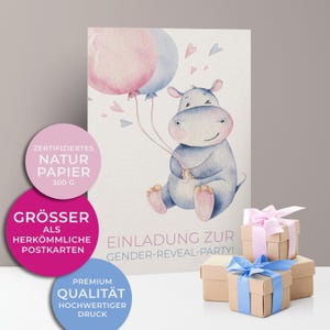 Cartes d'invitation 5x/10x pour la fête de révélation du sexe | Révélation du sexe du bébé | Carton de qualité supérieure | Grande carte (115 mm x 170 mm)
