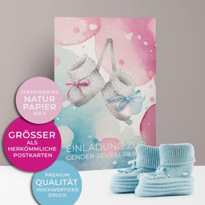5x/10x uitnodigingskaarten voor het gender reveal feest | Geslachtsonthulling baby | Premium karton | Grote kaart (115 mm x 170 mm)