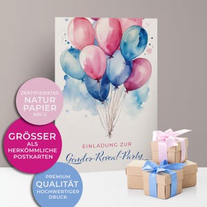 Cartes d'invitation 5x/10x pour la fête de révélation du sexe | Révélation du sexe du bébé | Carton de qualité supérieure | Grande carte (115 mm x 170 mm)
