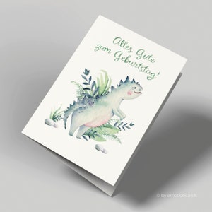 Carte de voeux | Carte d'anniversaire | Dinosaures | Joyeux anniversaire | Félicitations | Avec enveloppe | Carte pliante