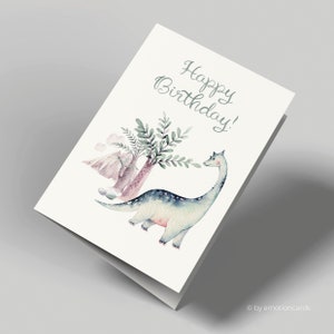 Carte de félicitations Carte d'anniversaire Dinosaure Dinosaures Joyeux anniversaire Joyeux anniversaire Avec enveloppe Carte pliée image 2