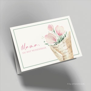 Belle carte de fête des mères (carte pliante) | Maman, tu es merveilleuse | Carton de qualité supérieure | Enveloppe incluse | Grande carte (115 mm x 170 mm)