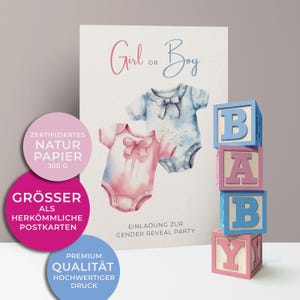 5x/10x uitnodigingskaarten voor het gender reveal feest | Geslachtsonthulling baby | Premium karton | Grote kaart (115 mm x 170 mm)