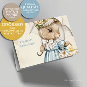 Leuke paaskaart (vouwkaart) | Konijnenvrouw met paraplu en kuikentje | Premium karton | Incl. hoes | Grote kaart (115 mm x 170 mm)