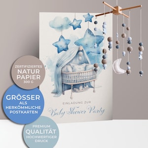 5x/10x uitnodigingskaarten voor het babyshowerfeestje | babyshower voor jongens | Premium karton | Grote kaart (115 mm x 170 mm)