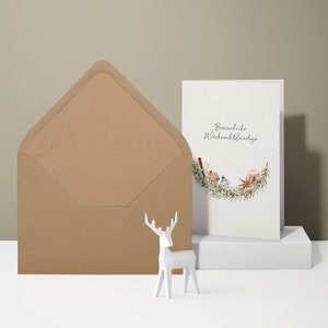 Tarjeta de Navidad elegante (tarjeta doblada) | Rama decorada | Cartón premium de alta calidad | Incluye sobre | Sensación agradable (115 mm x 170 mm)