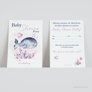 5x/10x tarjetas de invitación para la fiesta del baby shower | baby shower para niñas | Cartón de primera calidad | Mapa grande (115 mm x 170 mm)