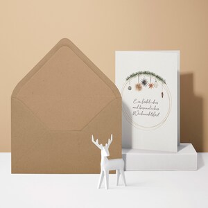 Tarjeta de Navidad elegante (tarjeta doblada) | Rama decorada | Cartón premium de alta calidad | Incluye sobre | Sensación agradable (115 mm x 170 mm)
