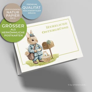 Prachtige Paaskaart (vouwkaart) | Paashaas brengt paaspost | Premium karton | Incl. hoes | Grote kaart (115 mm x 170 mm)
