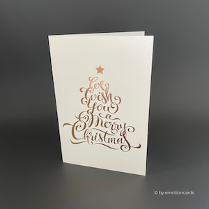 Elegante biglietto di Natale (biglietto pieghevole) | Vi auguriamo | lamina calda | Cartone premium di alta qualità | Con busta | Piacevole al tatto (115 mm x 170 mm)