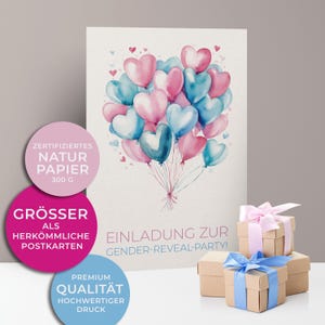 5x/10x uitnodigingskaarten voor het gender reveal feest | Geslachtsonthulling baby | Premium karton | Grote kaart (115 mm x 170 mm)