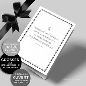 Carte de condoléances élégante (carte pliante) | Carte de condoléances | avec cadre | Carton de qualité supérieure | Incl. enveloppe | Grande carte (115 mm x 170 mm)