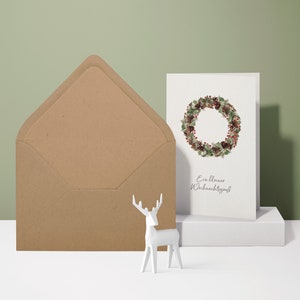 Tarjeta de Navidad elegante (tarjeta doblada) | Corona de Adviento | Cartón premium de alta calidad | Incluye sobre | Sensación agradable (115 mm x 170 mm)