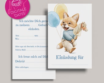 Children's birthday invitation card to print out yourself Creative invitation | Do it yourself | DIY | Format B6 | Invitation | Sweet fox