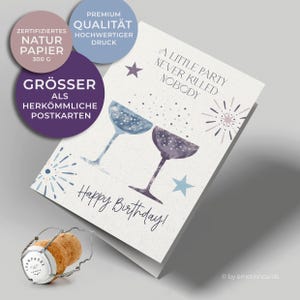 Biglietto di compleanno (biglietto pieghevole) | Buon compleanno | Una piccola festa non ha mai ucciso nessuno | Incl. copertura | Mappa grande (115 x 170 mm) | acquerello