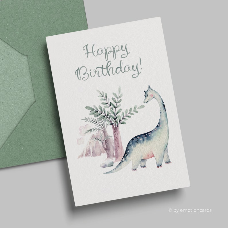 Carte de félicitations Carte d'anniversaire Dinosaure Dinosaures Joyeux anniversaire Joyeux anniversaire Avec enveloppe Carte pliée image 1