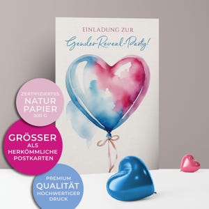 Cartes d'invitation 5x/10x pour la fête de révélation du sexe | Révélation du sexe du bébé | Carton de qualité supérieure | Grande carte (115 mm x 170 mm)
