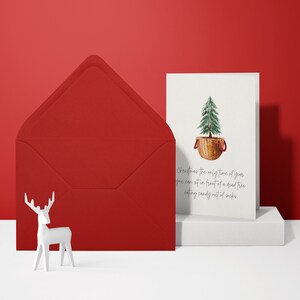 Tarjeta de Navidad divertida (tarjeta doblada) | pequeño árbol | Cartón premium de alta calidad | Incluye sobre | Sensación agradable (115 mm x 170 mm)