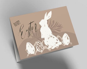 Carte de Pâques "Lapin aux œufs de Pâques - Joyeuses Pâques"