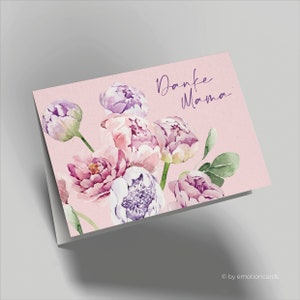 Belle carte de fête des mères (carte pliante) | Merci maman | Carton de qualité supérieure | Enveloppe incluse | Grande carte (115 mm x 170 mm)