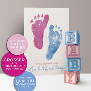5x/10x uitnodigingskaarten voor het gender reveal feest | Geslachtsonthulling baby | Premium karton | Grote kaart (115 mm x 170 mm)