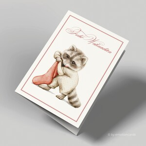 Liefdevolle kerstkaart (vouwkaart) | wasbeer | Hoogwaardig premiumkarton | Incl. hoes | Aangenaam gevoel (115 mm x 170 mm)
