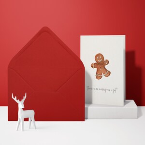 Tarjeta de Navidad divertida (tarjeta doblada) | Hombre de jengibre | Cartón premium de alta calidad | Incluye sobre | Sensación agradable (115 mm x 170 mm)